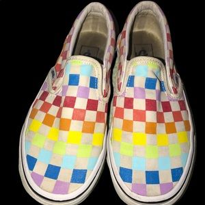 Vans rainbow checkerboard shoes